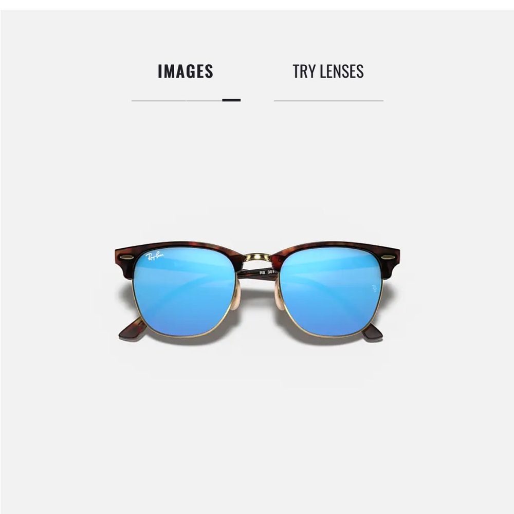 Rayban Clubmaster Sunglasses - Matte Tortoise Frame - Blue lenses